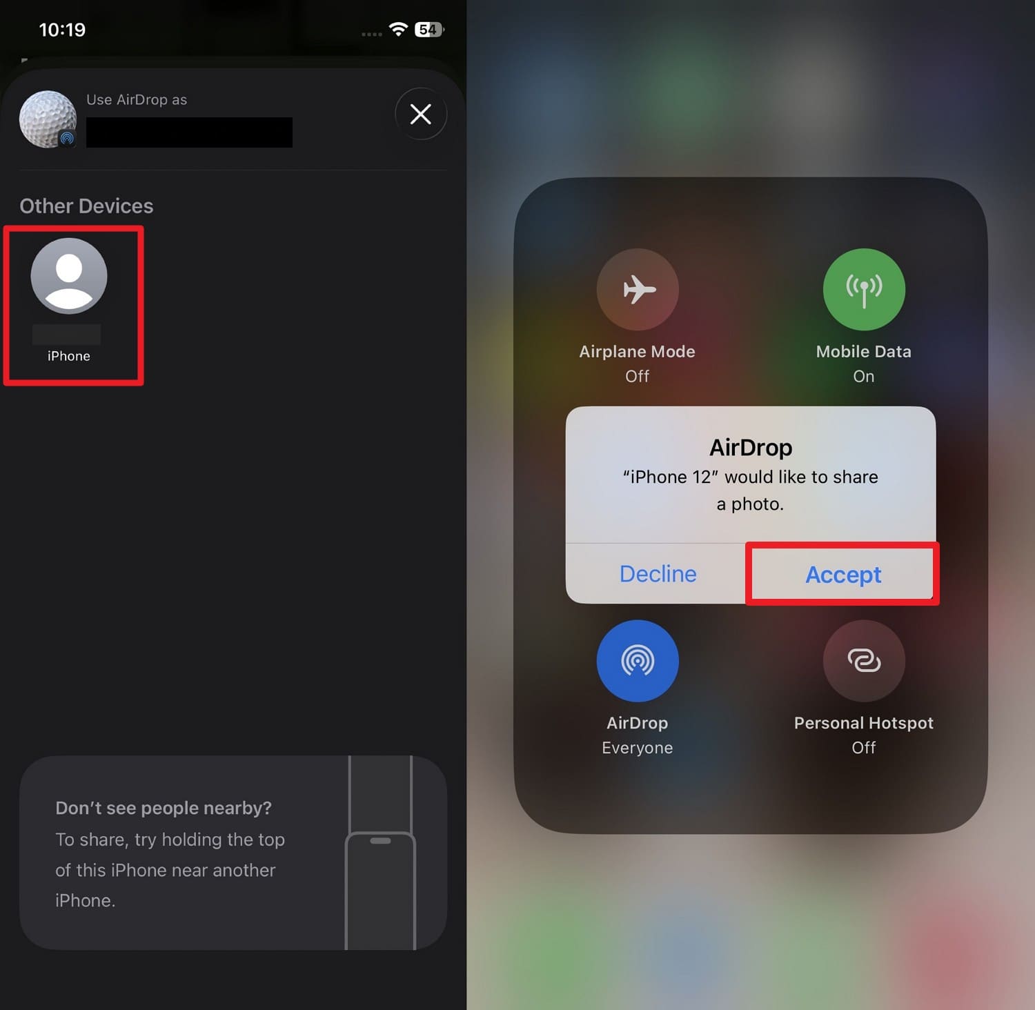 Accepter un fichier reçu par AirDrop