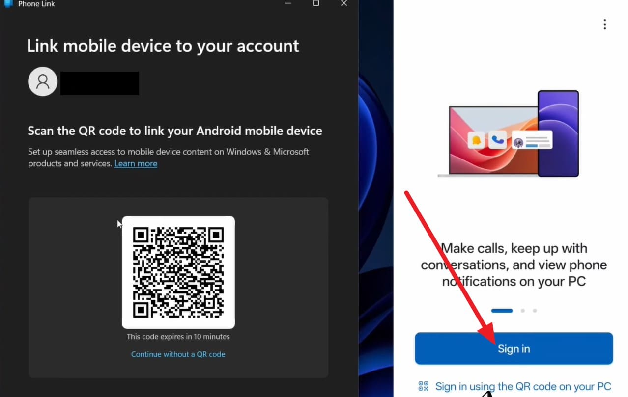 tap the sign in option
