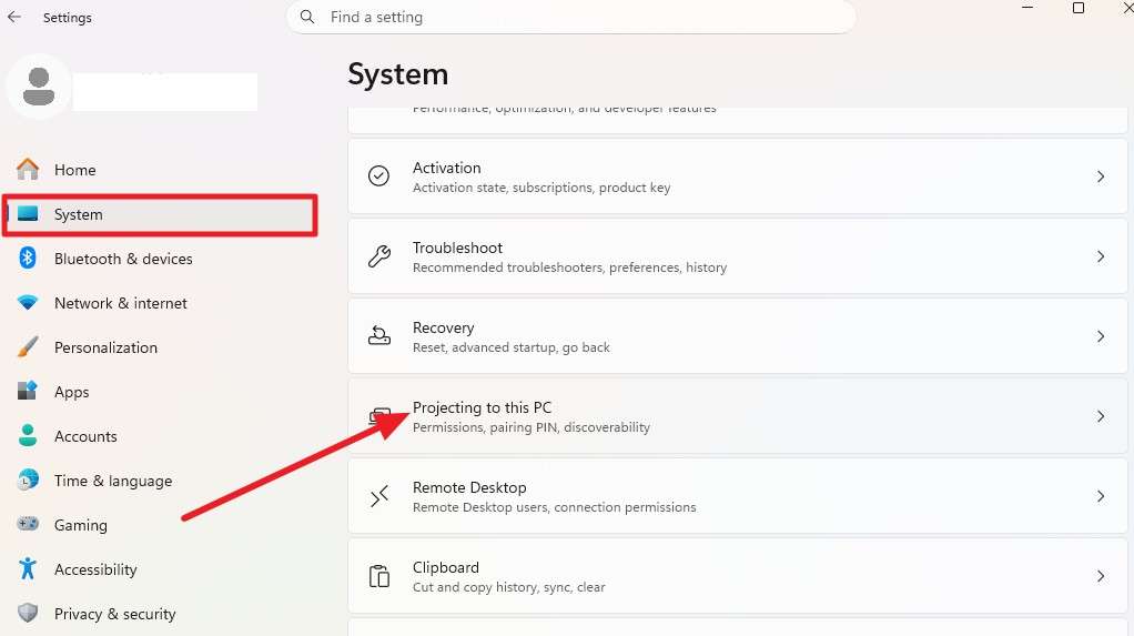 choose the system settings
