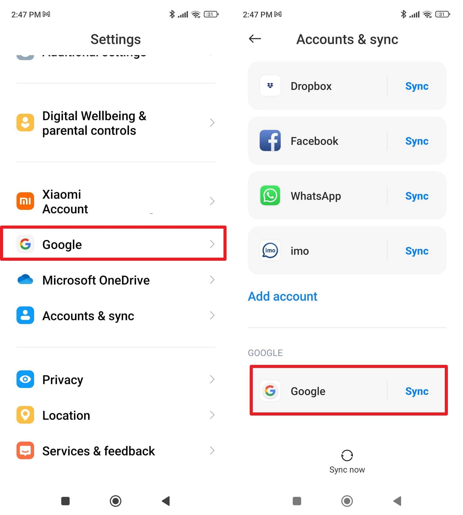 sync the google