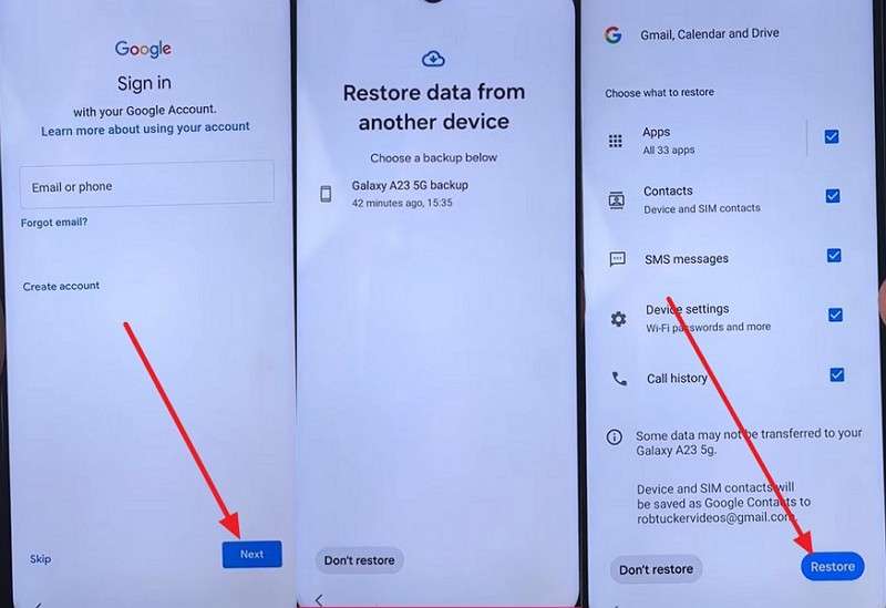 use the restore button