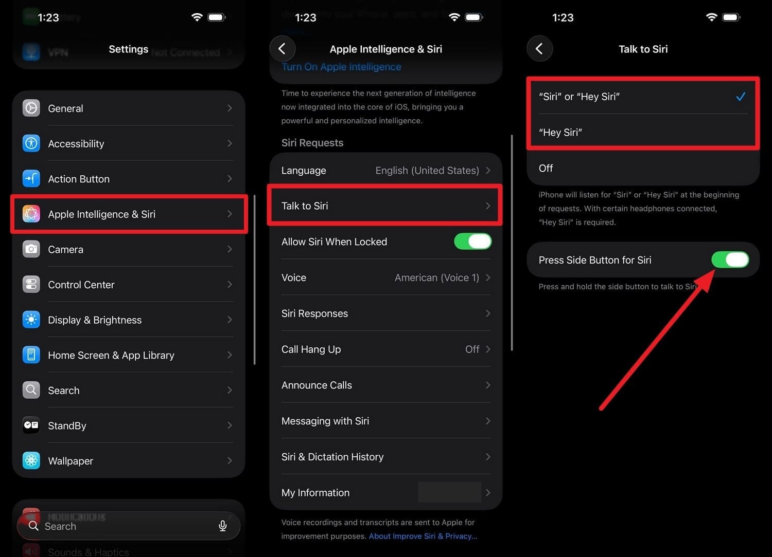Activer Siri dans les réglages iOS 27