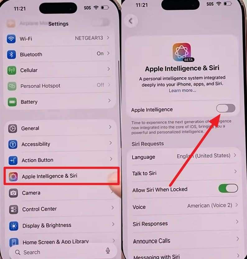 Réactiver Apple Intelligence dans les réglages