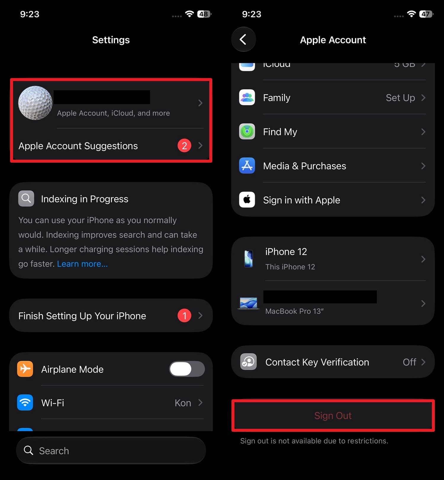 sign out apple id