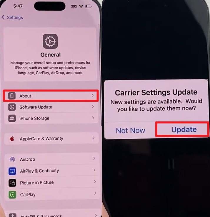tap the update button