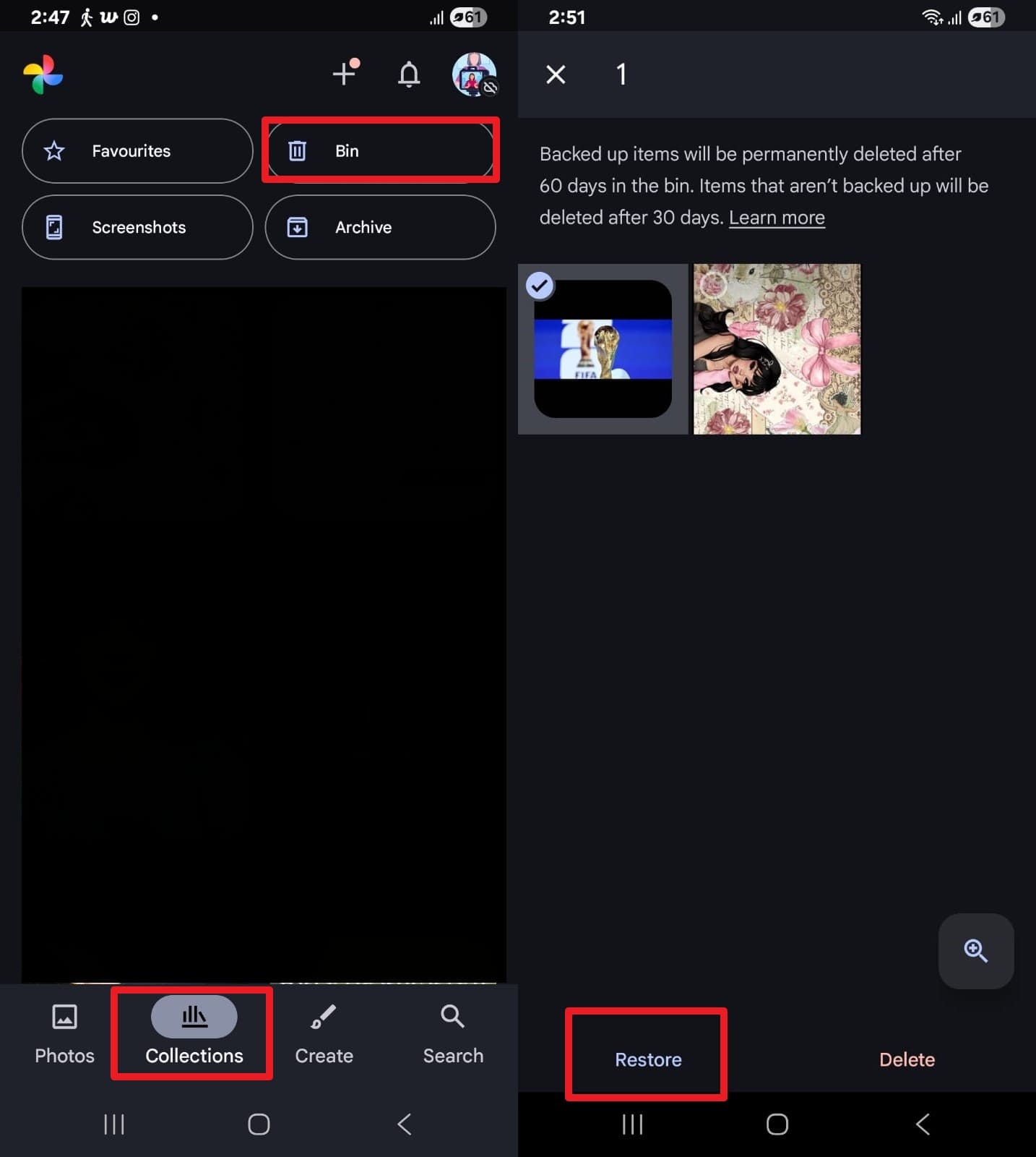 pick to restore data