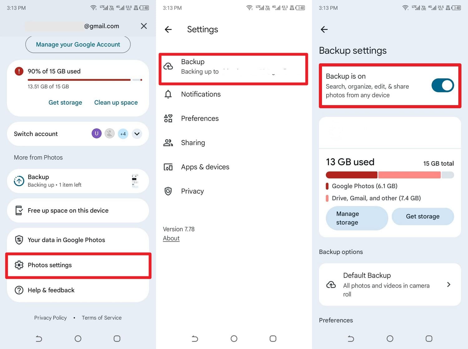 choose photos settings