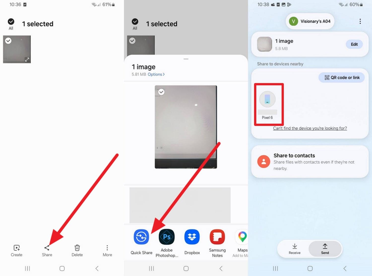 pick quickshare options