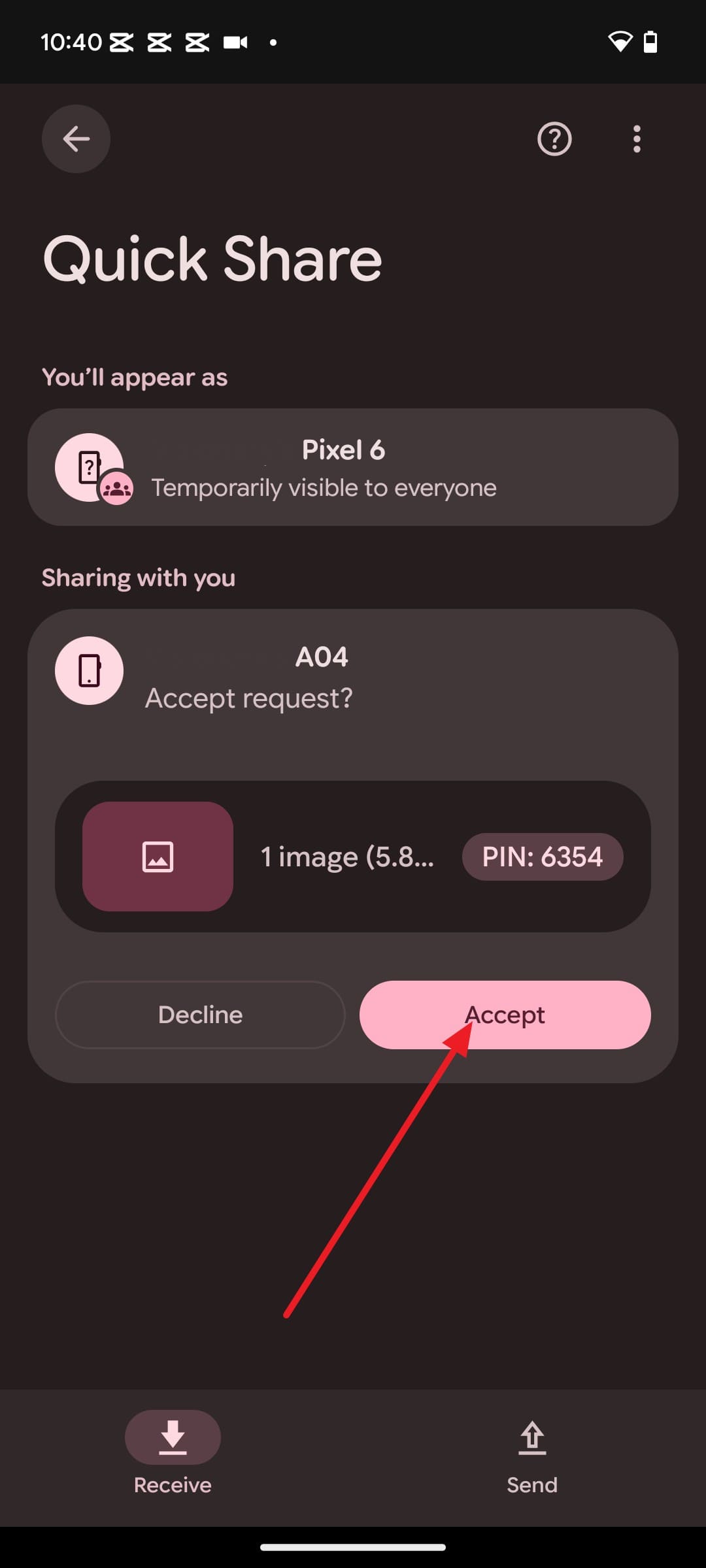 tap accept options