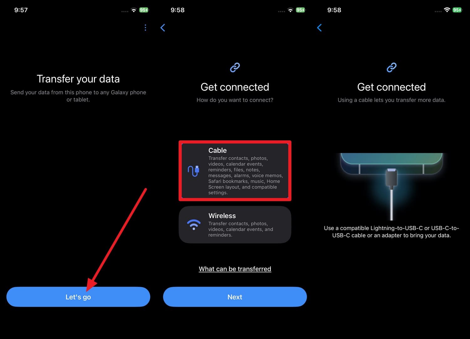tap on cable option