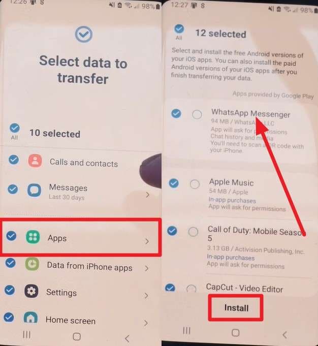 use install option