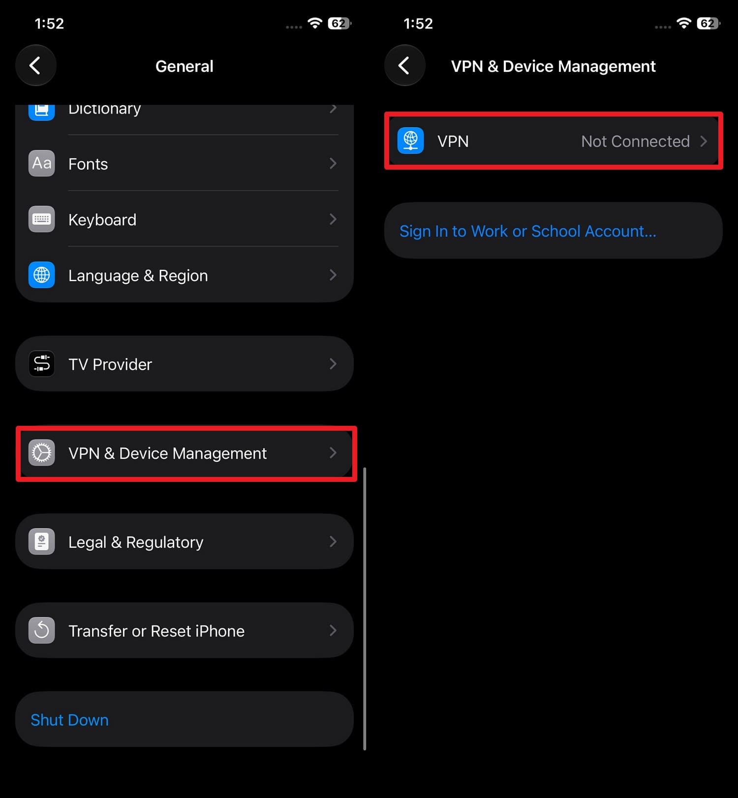 disable vpn option