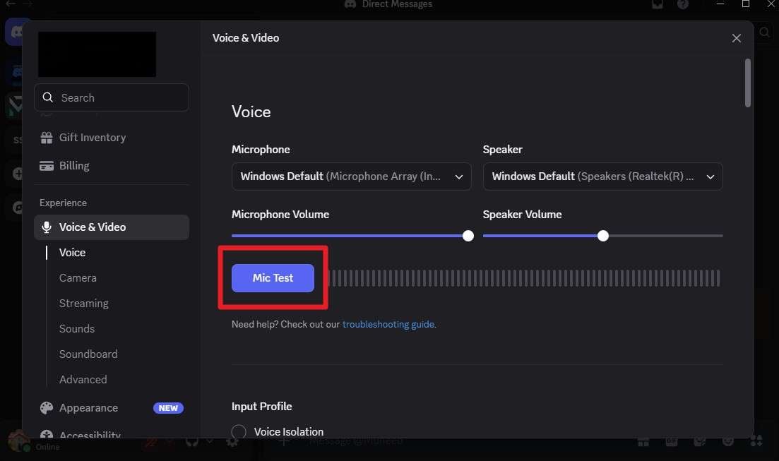 click mic test