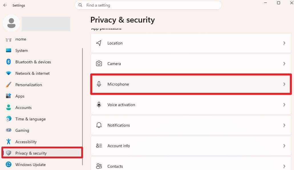 access microphone settings