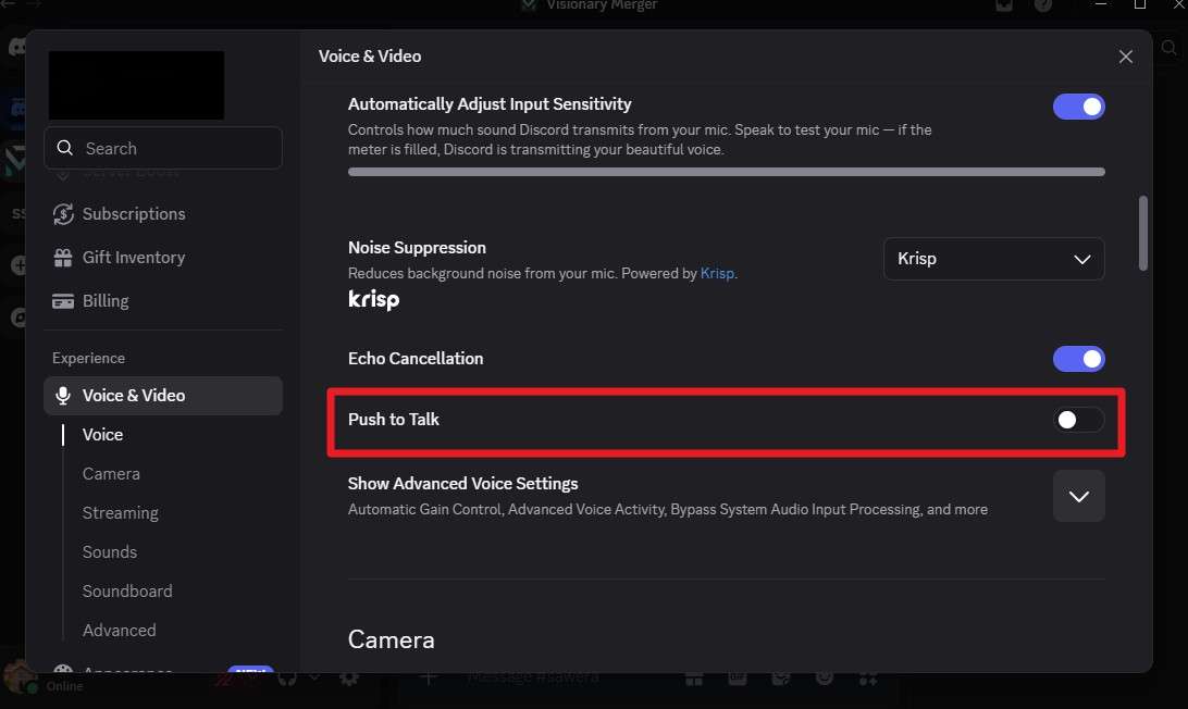 disable push to talk