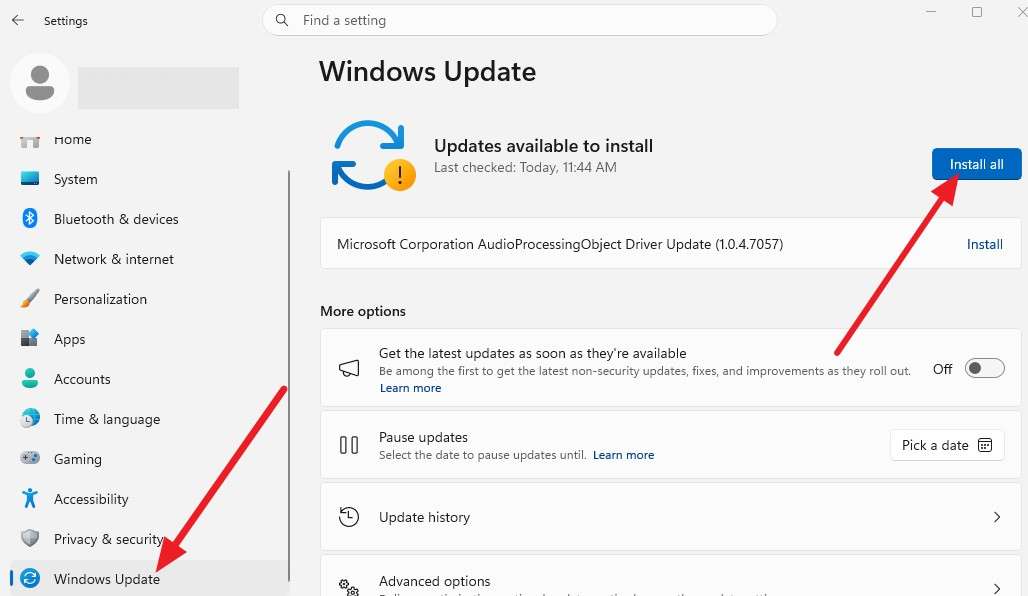 install all updates