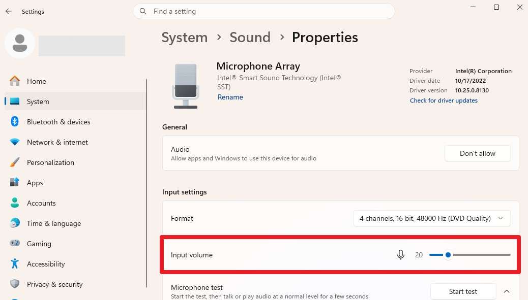 set input volume