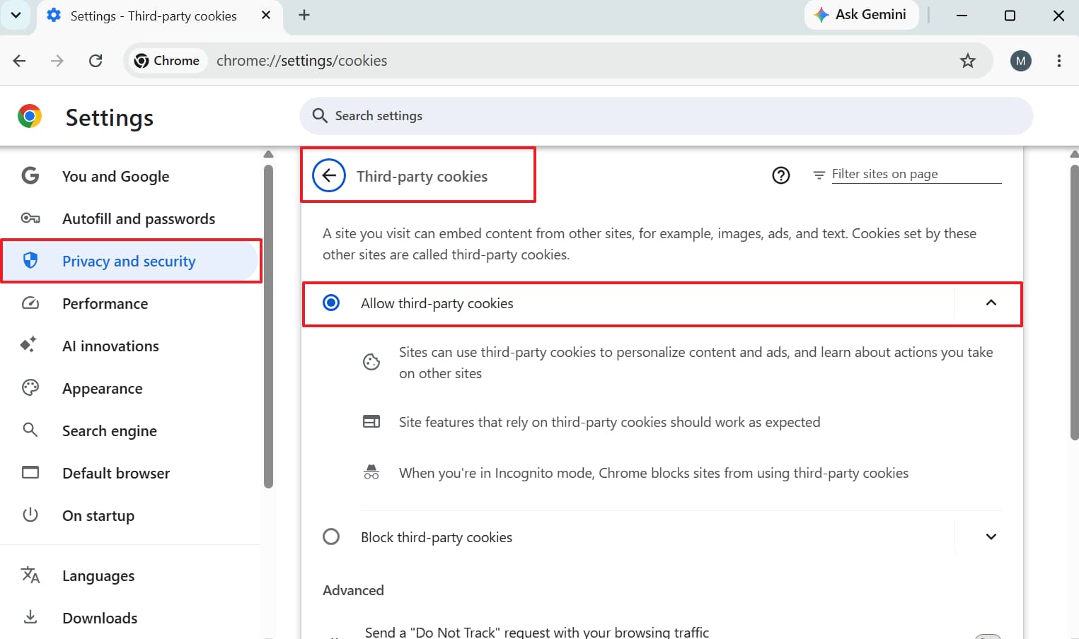 allow third party cookies