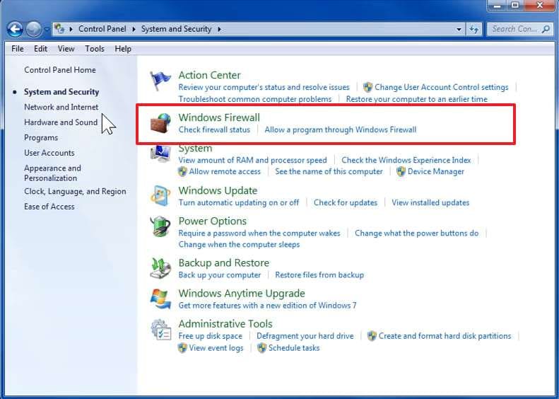 open windows firewall