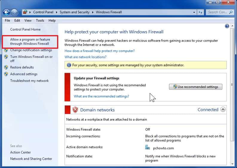 allow browser to firewall