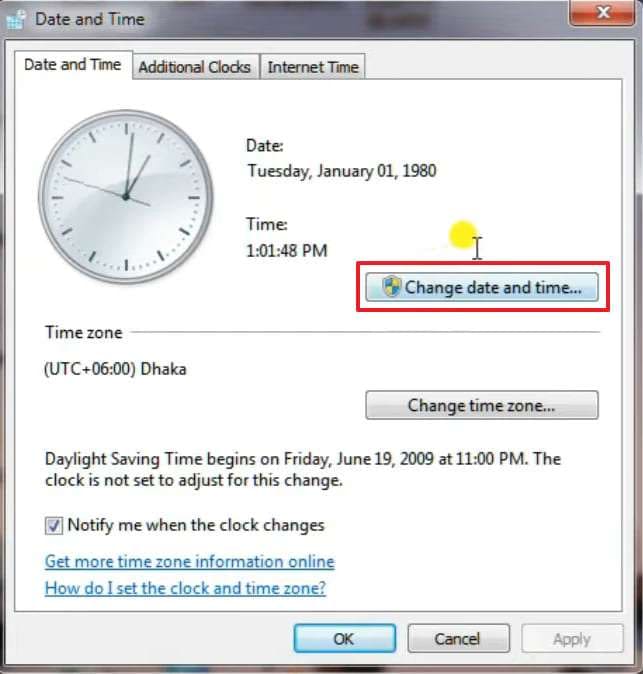 change date and time