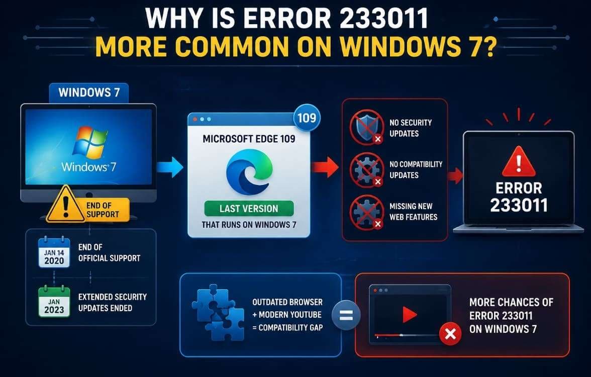 reasons behind error code 233011 windows 7