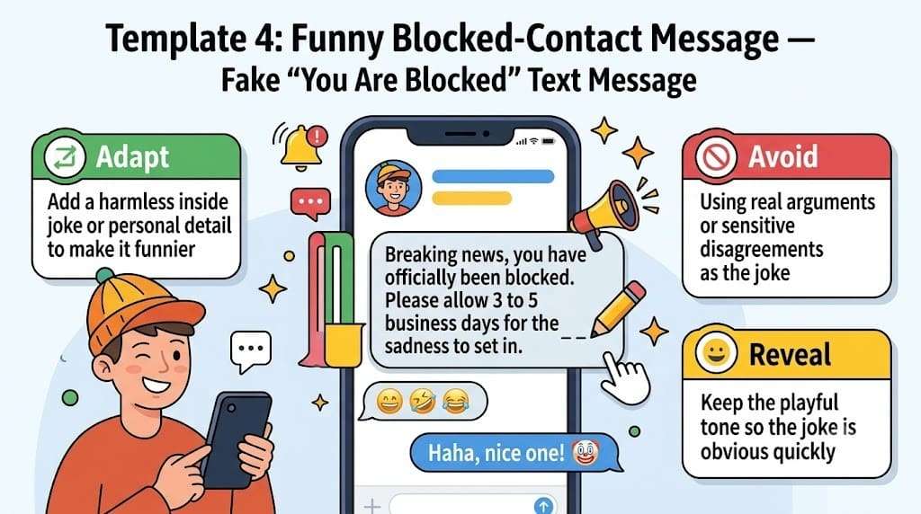 funny blocked contact message