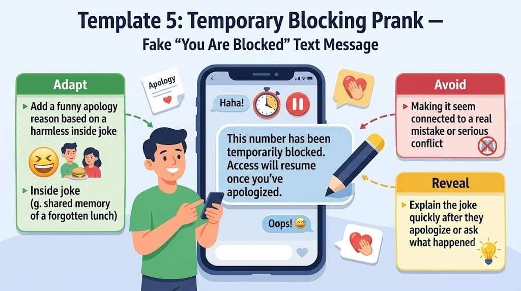 temporarily blocked prank message