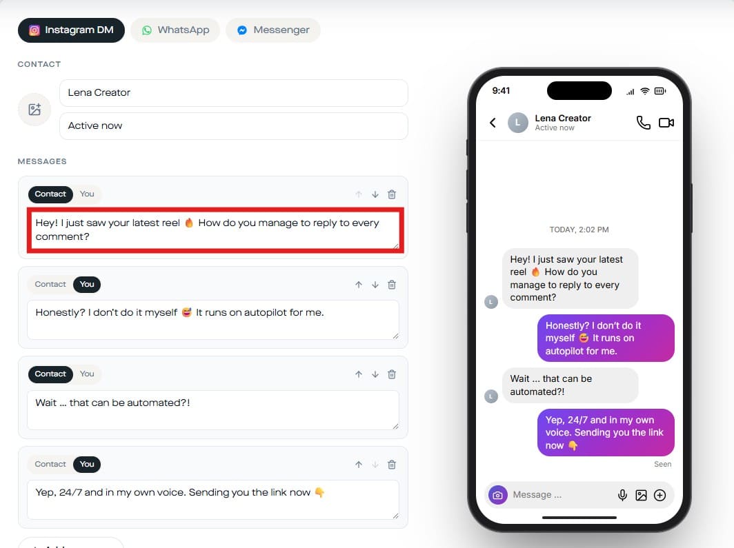 write message conversation box
