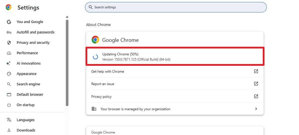 update chrome browser