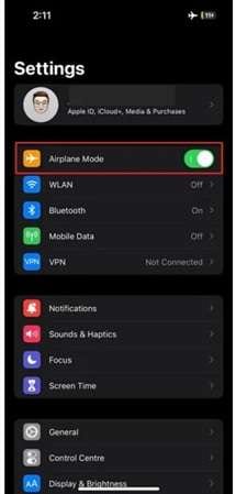 enable the airplane mode