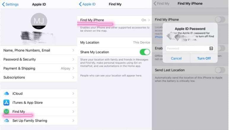 pause my location on find my iphone