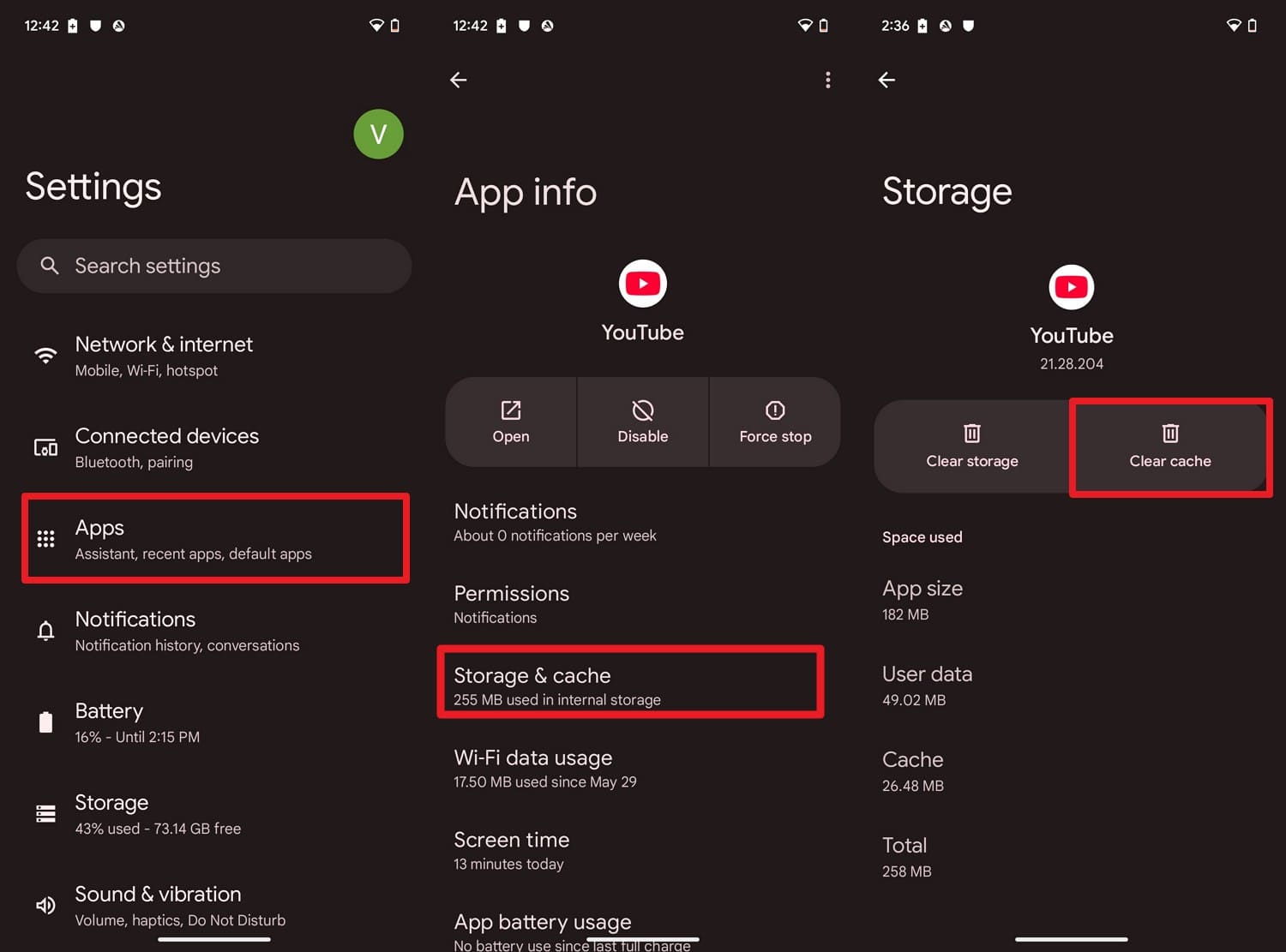 clear the cache