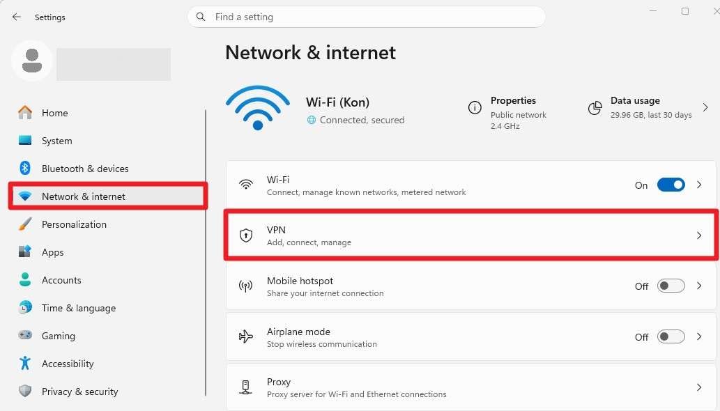 disable the vpn