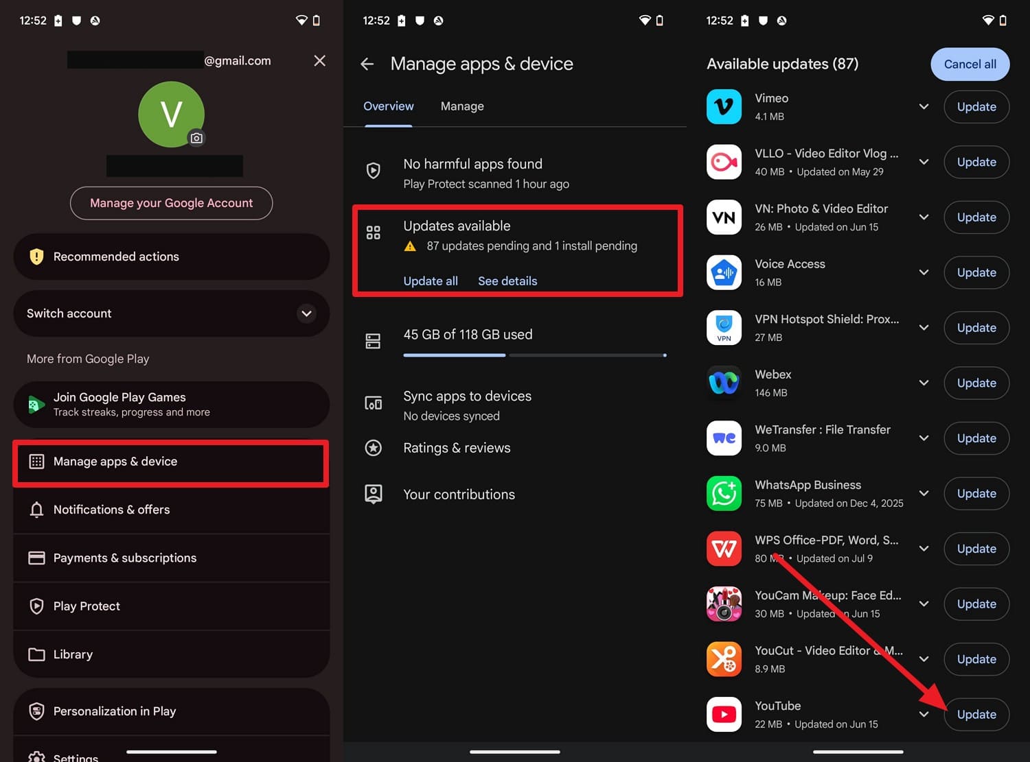 update youtube android