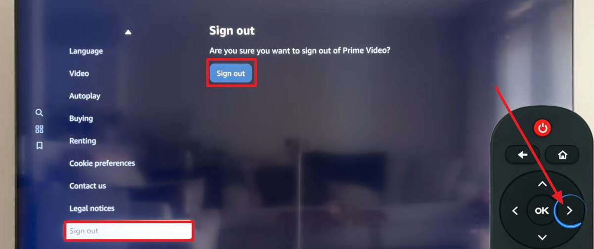 sign out on tv
