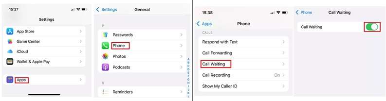 enable call waiting iphone