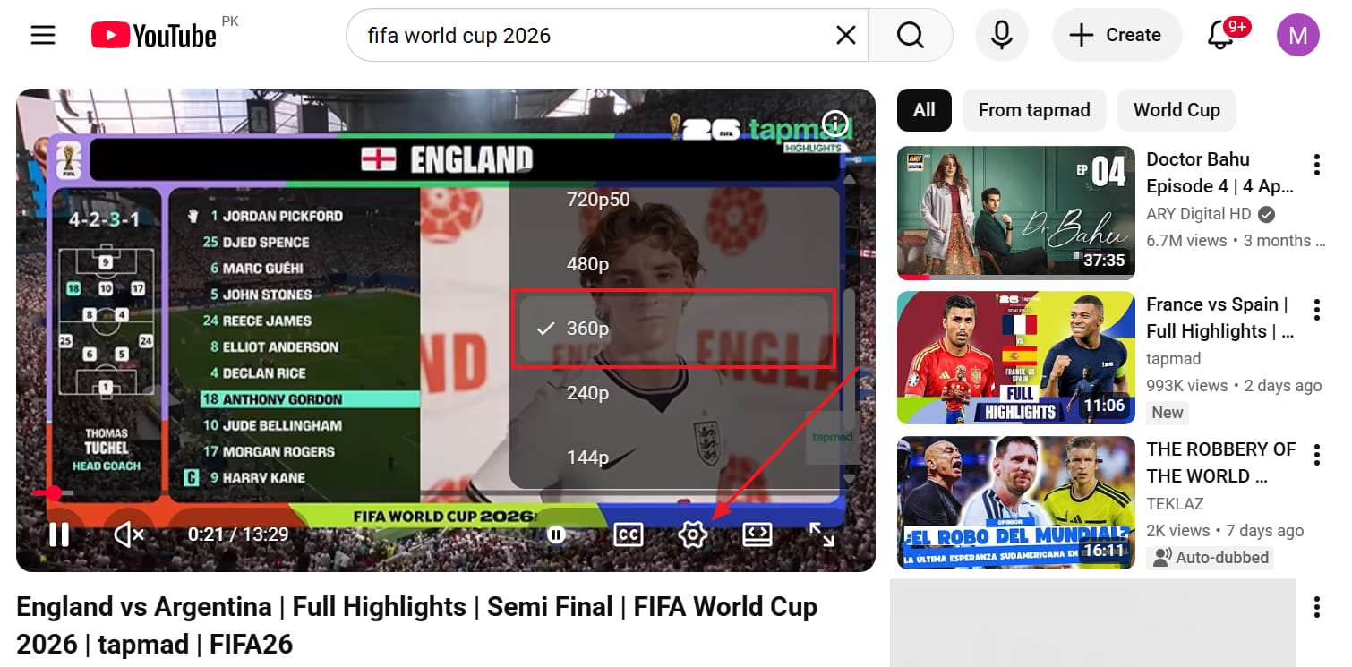 lower youtube video quality