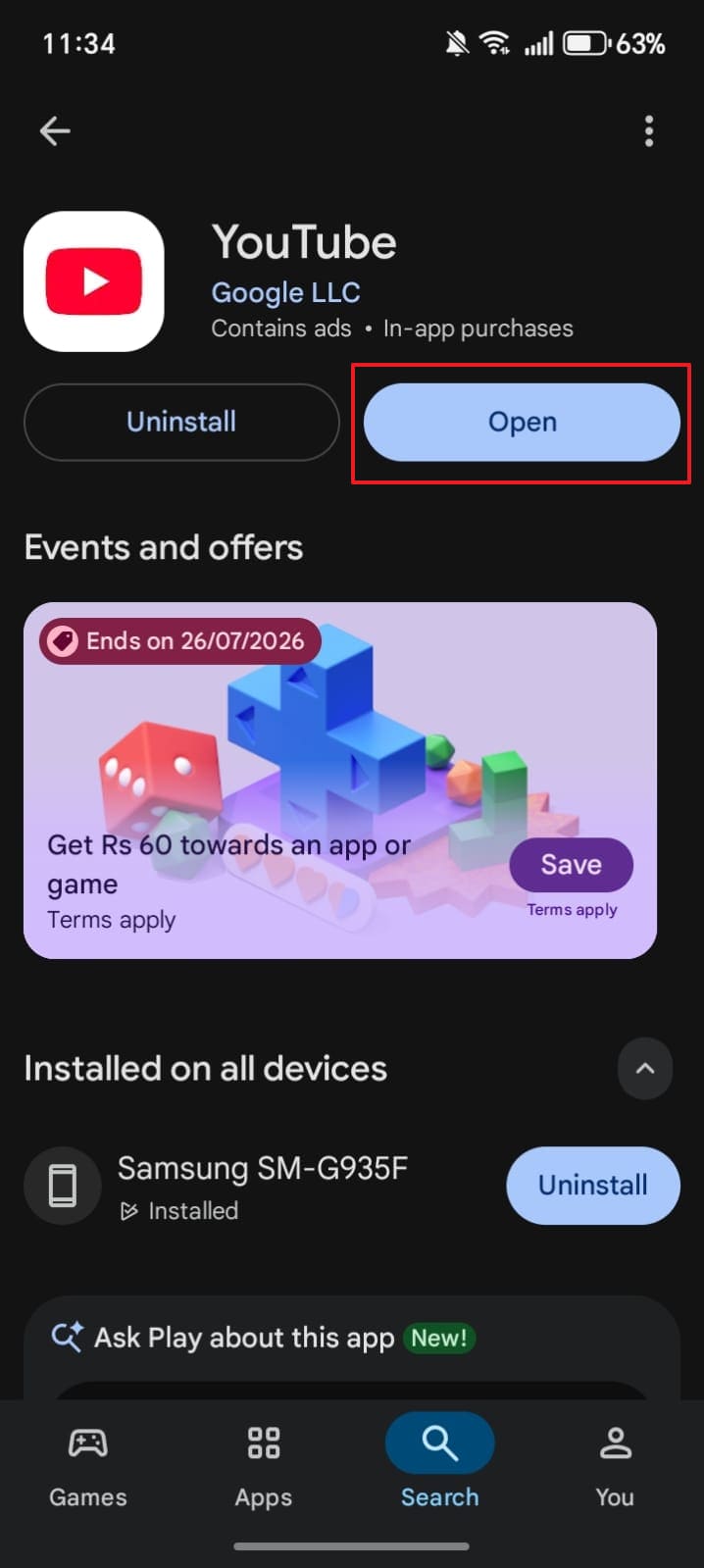update youtube app