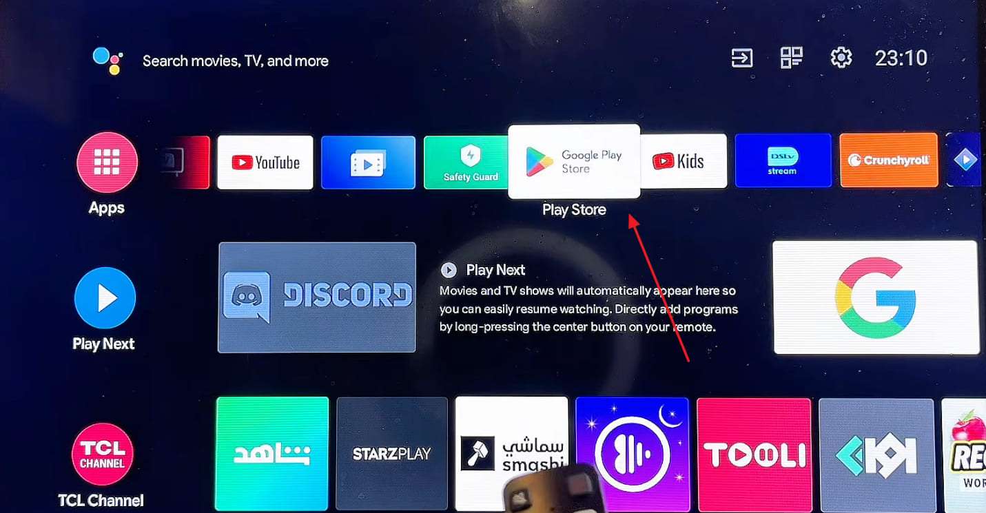open play store on tv