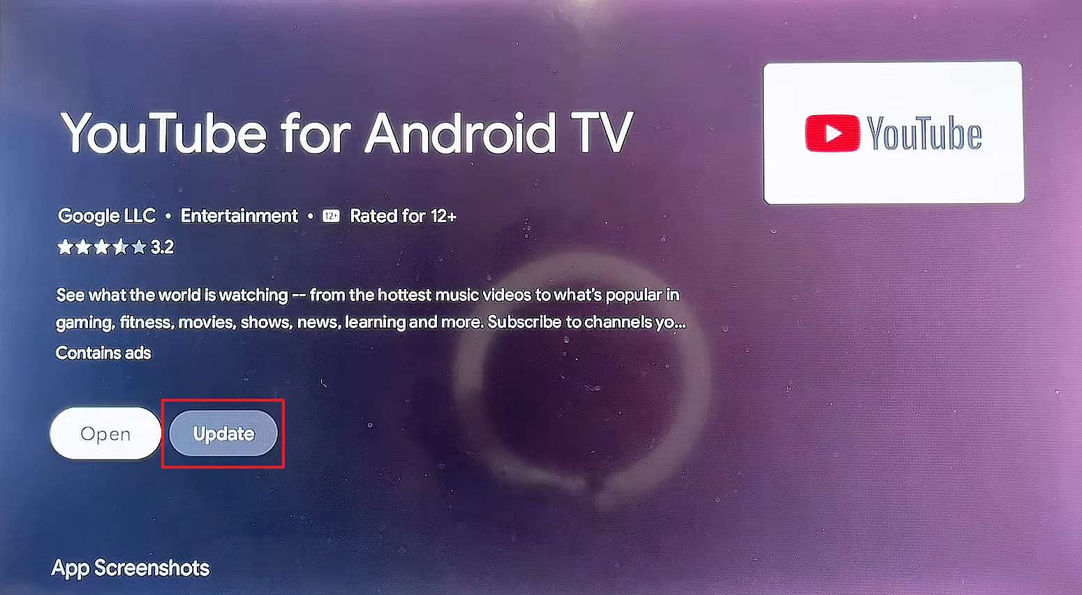 update youtube app