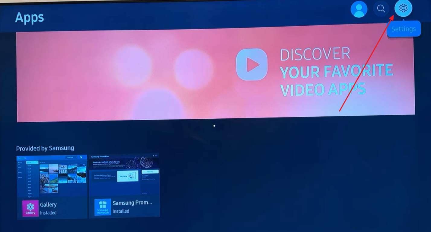 open app settings on tv
