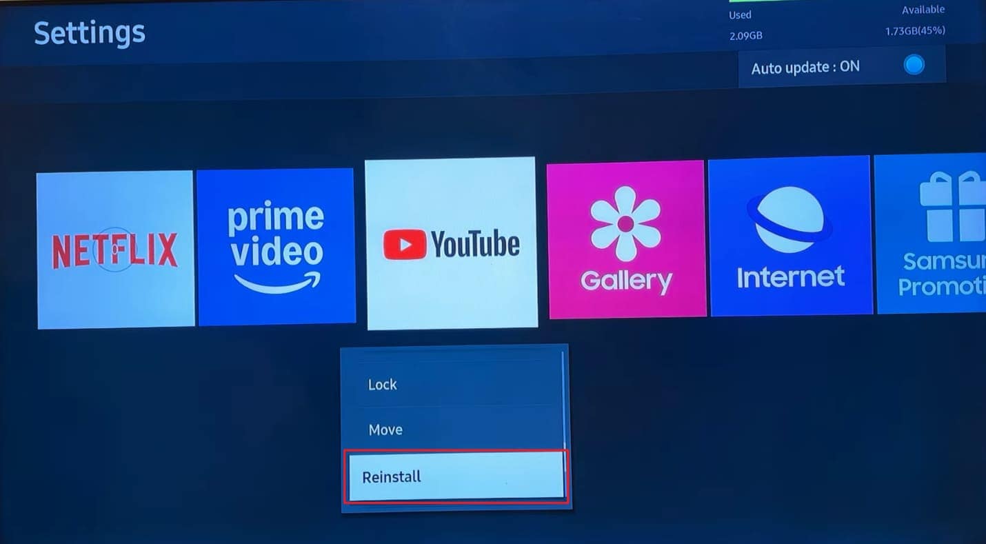 reinstall youtube app