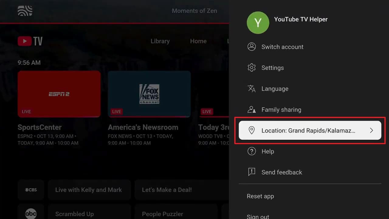 access youtube tv location