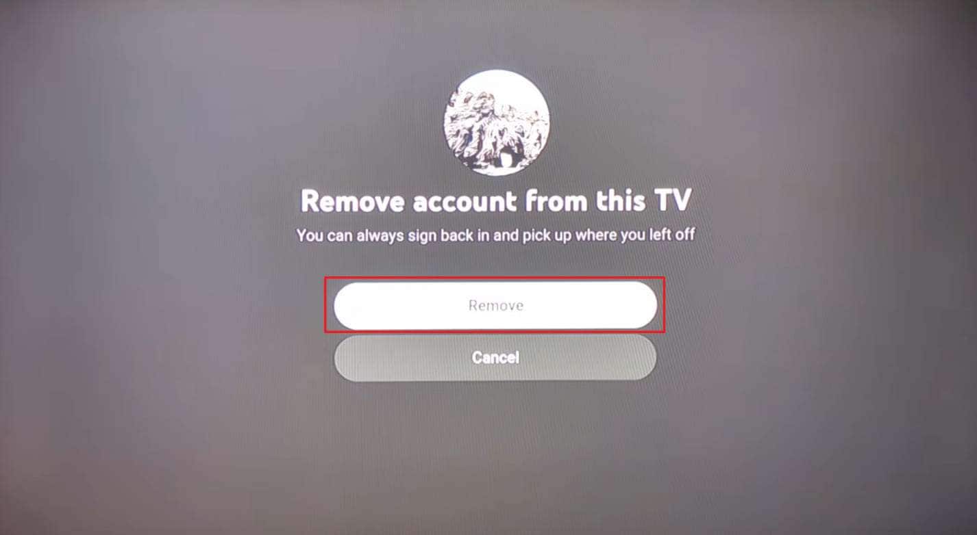 remove youtube account from tv