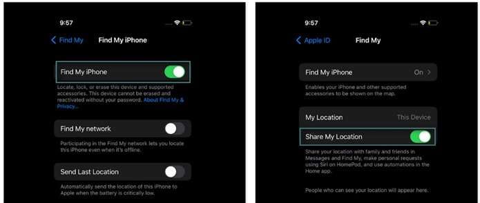 locate the share my location at the bottom