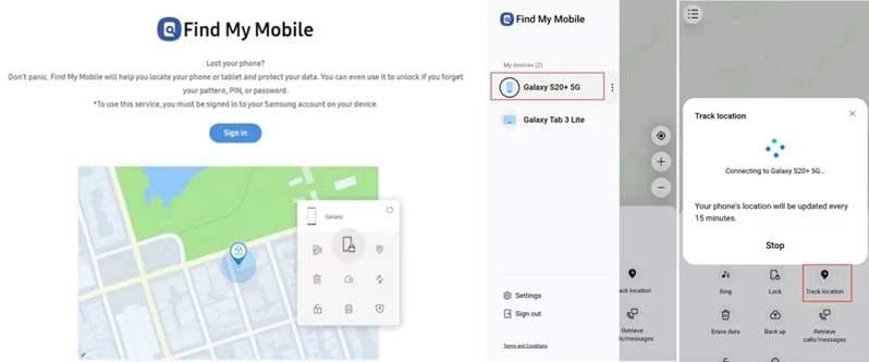 select phone and track location