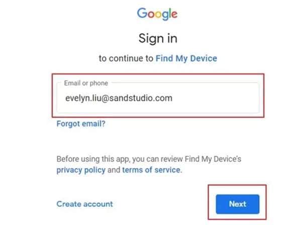 log into google account