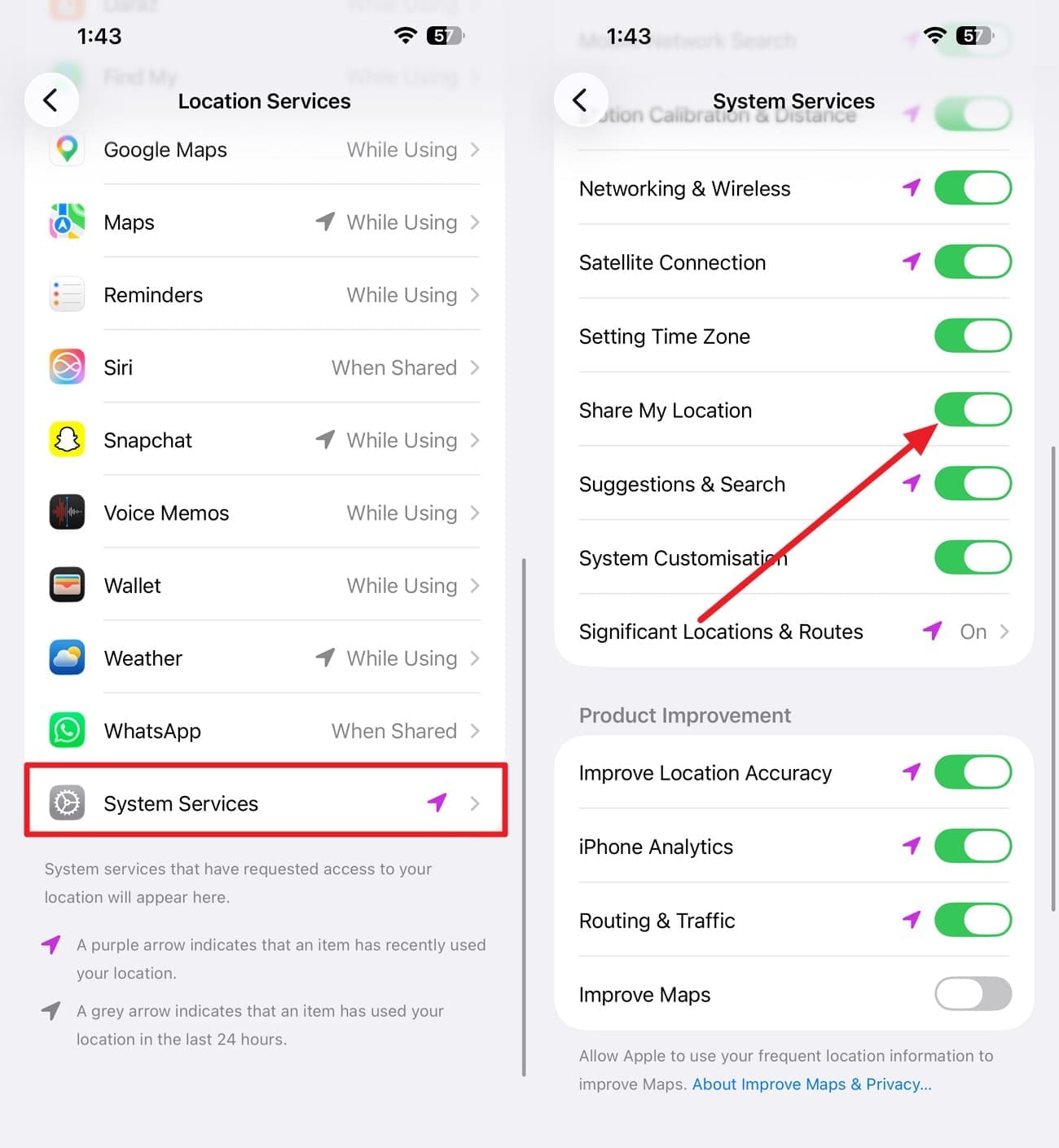 enable share my location