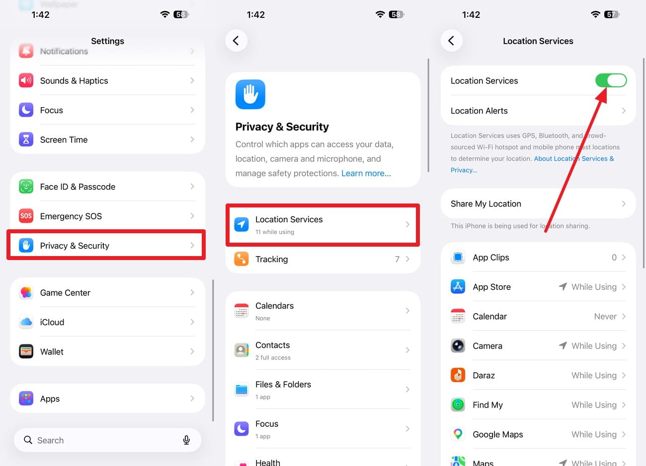 enable location services